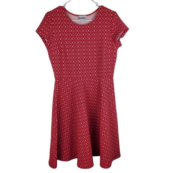 Leota Ursula Textured Fit Flare Dress Cap Sleeve Valentines Mini A Line Unlined - Picture 2 of 6
